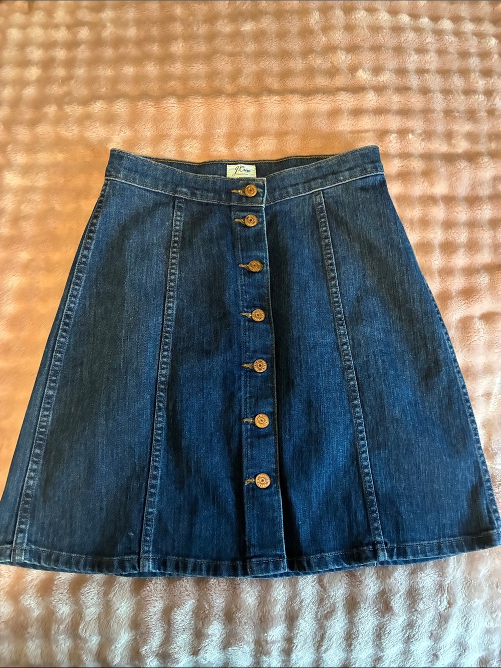 J. Crew Dark Blue Button-Front A-Line Denim Skirt